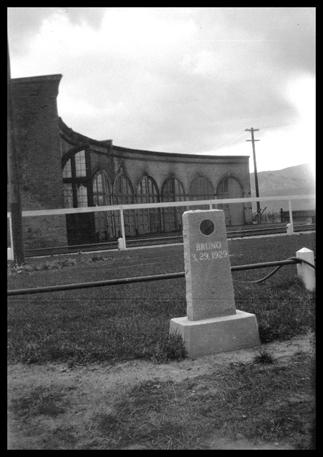 Grave of Bruno, outside of Bozeman Roundhouse. Bruno was the dog who met the trains and followed the local switch crew. Some say he dined on food from the passenger train dinning cars