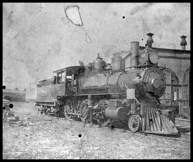 NP 558, Class D-2 Mogul being serviced at Billings roundhouse.  Former locomotive number 510.
