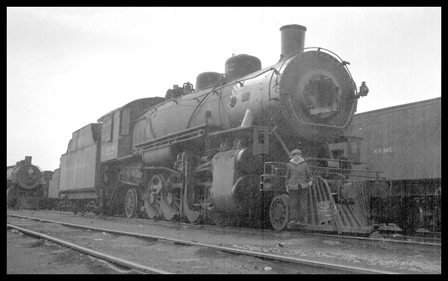 NP 1912, Class W-2 on storage track in Livingston.  DC Nixon on pilot. Former locomotive number was 1612.