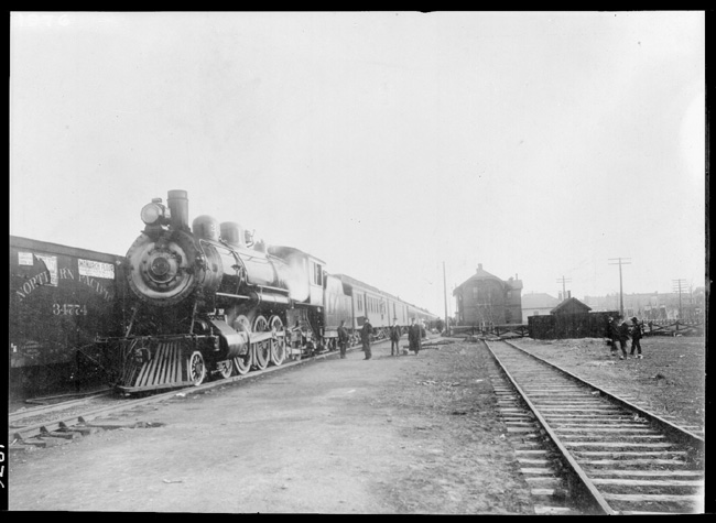 NP 2126, Class Q-1 on Train No. 2 at Old Glendive Passenger Depot