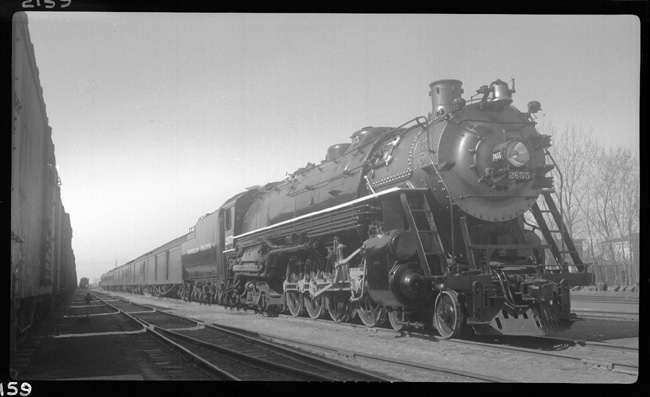 Train No. 4, with NP 2655, Class A-2 in Glendive, MT.  NP 2655 looks very new so it may have just been out shopped. 