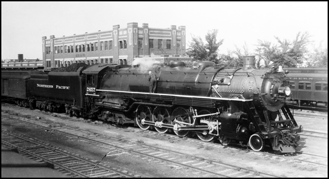 NP 2657, Class A-2 with Passenger train at Depot in Glendive.