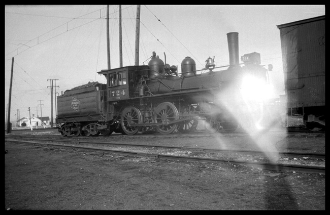 MILW 724, shoving on a box car in Three forks, MT.