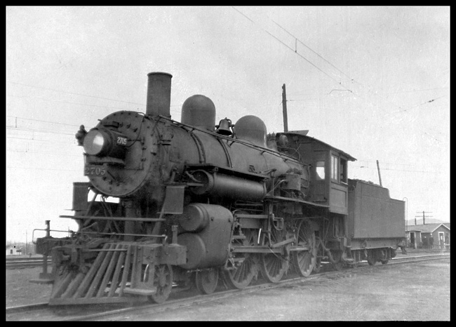 MILW 2705, 4-6-0 locomo0tive at Three Forks yard.  