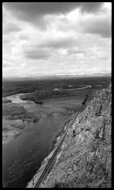 MILW Train 15, passing three forks of the Missouri River near Three Forks, MT.