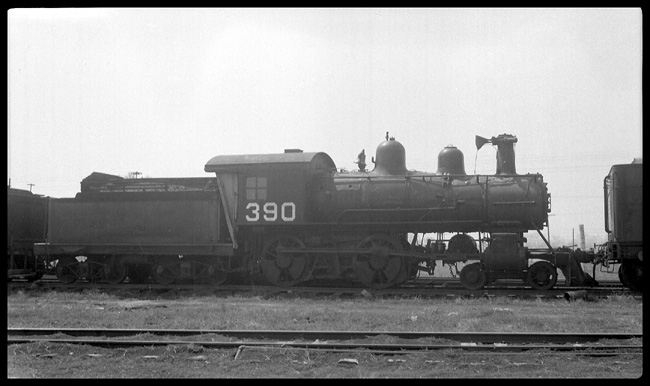 One of the older engines on the Moffat Road, an 1899 Pittsburgh 4-4-0, is idle at Denver.  This engine also had a career in commuter service in Washington DC on the Chesapeake Beach Railroad
