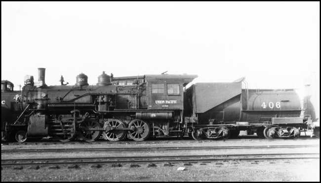 UP 406, 2-8-0 locomotive at Denver, CO.