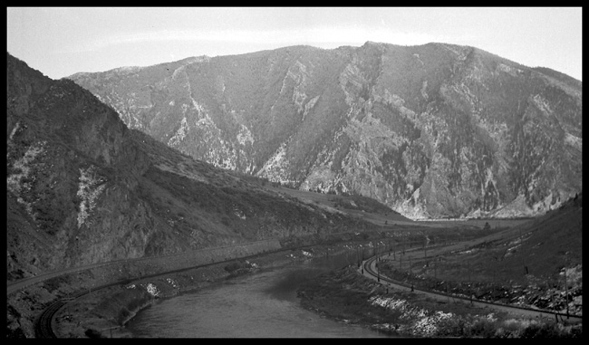 Jefferson Canyon  Near Cardwell  1933 High angle view looking down on Jefferson River 