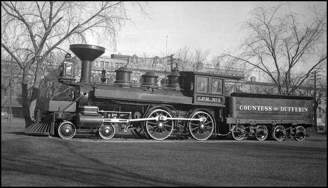 CPR 1  Countess of Dufferin  Winnipeg  10-40  Negative from MG, who's identity is unknown  The cataloger thinks he remembers Larry Schrenk saying that this is a former NP locomotive, part of the group that were sold during the panic of 1883