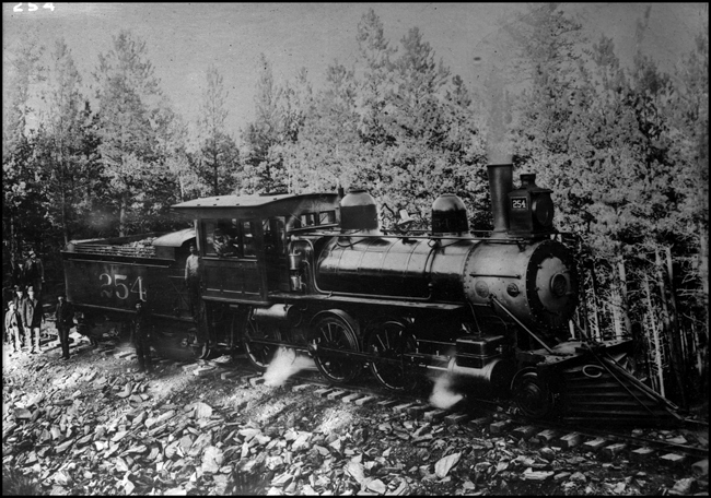 B&MR 254, 2 6-0, with people posing for photograph at unknown location