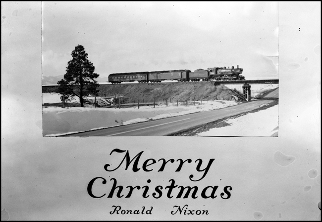 This negative records a Nixon Christmas card he produced for his own use in 1941, from a picture taken between Grain Valley and DeSmet on 2/21/1940.