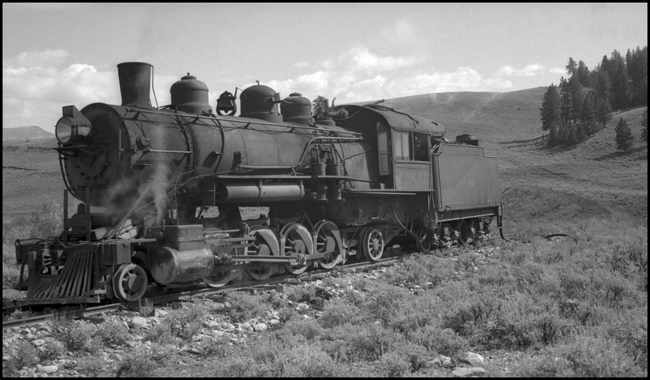 Gilmore & Pittsburg RR No. 10, 2-8-2 locomotive hooked to air or water hose.  This was an agricultural road serving parts of Idaho and Montana