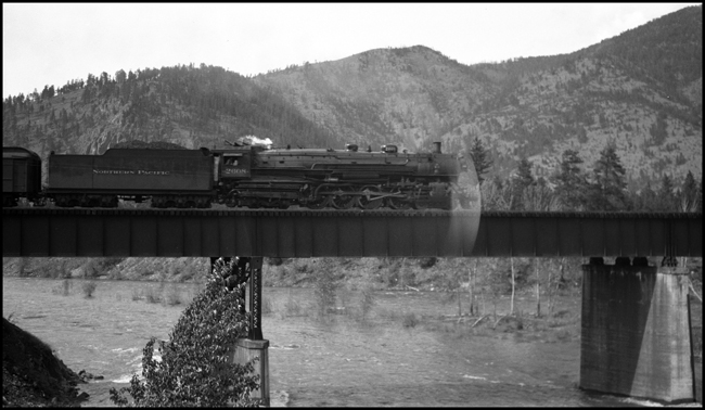 NP train 2nd No. 2 with NP 2608, Class A, near Bonner, MT.