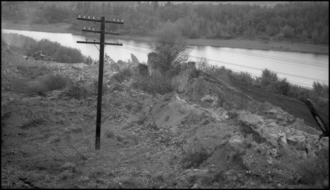 View of landslide on NP 6th Subdiv 2.5 miles west of Dixon, MT