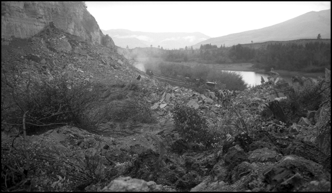 View of landslide on NP 6th Subdiv 2.5 miles west of Dixon, MT