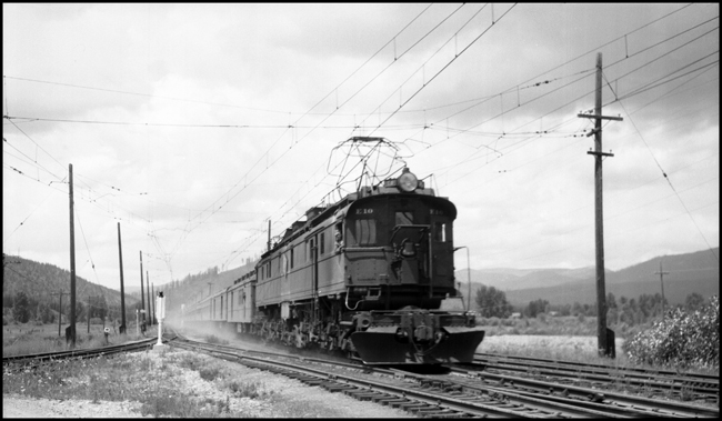 MILW 2nd No. 16 with Electric Locomotive E-10 passing Haugan, MT.