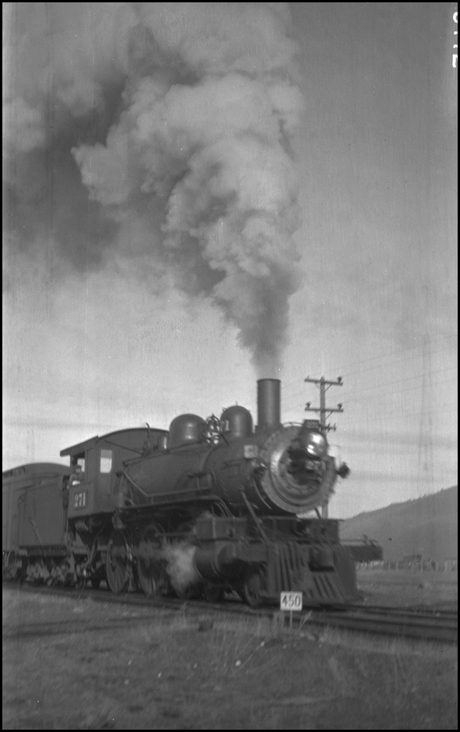 NP 4-6-0 no. 271, on X271W test train, near Post, MT.