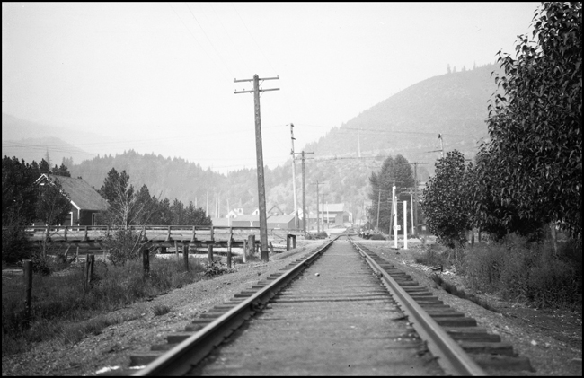 NP track, grade  crossing, Mullan, ID.