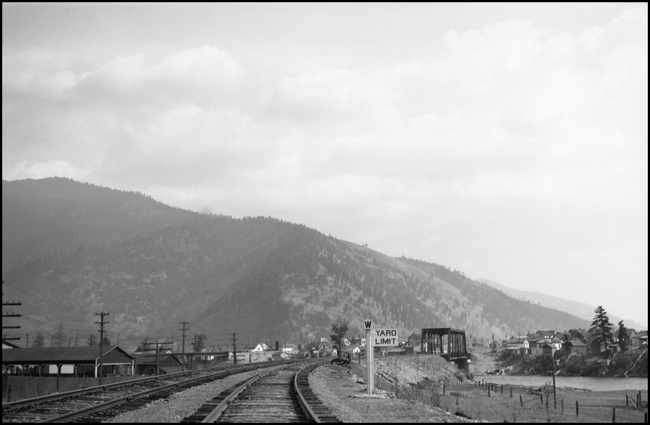 NP double tracks, truss bridge, Milltown, MT.
