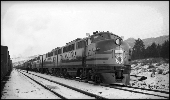 NP freight X6008W with new FT diesel, Austin, MT. Crew: Lindquist, Gartman, Sullivan.