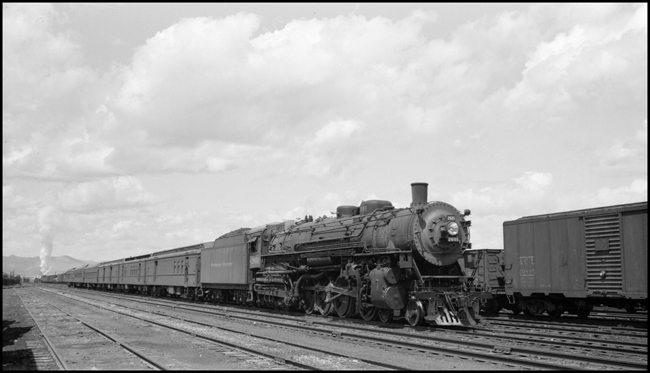 NP Class A, 2601 slips through the yard at Helena with eastbound Train No. 4, The Alaskan.