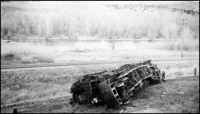 This is a shot of the underside of NP 5132, Class Z-8 which overturned due to excessive speed in a curve near Logan, MT.