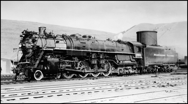 NP 2663, Class A-3 leaving roundhouse at Missoula.
