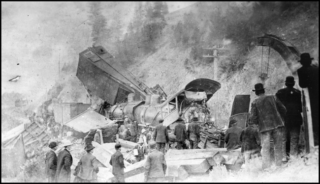 NP freight train wreck near Big Bend, MT 