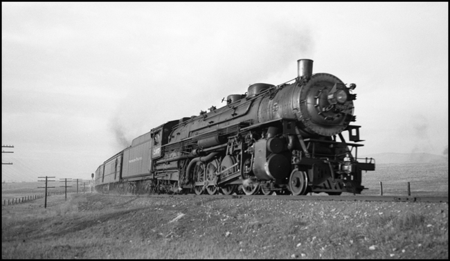 NP 2607, Class A , Engr Wilkins pulling Train No.1 arriving DeSmet, MT.