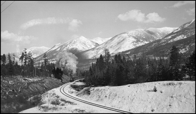 NP Train No. 2 near Schley, MT on a snowy day.