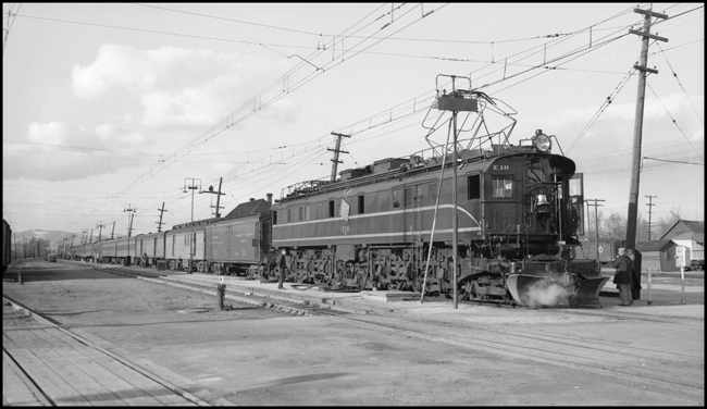 MILW Train No. 16 with electric locomotive E-10 at Deer Lodge, MT