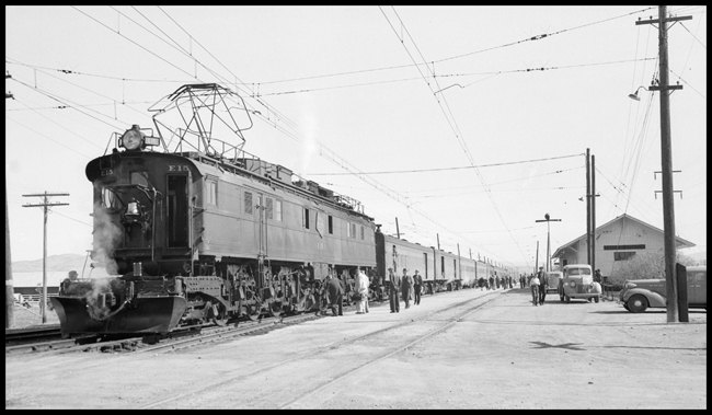 MILW Train No. 15 with electric locomotive E-15 at Three Forks, MT