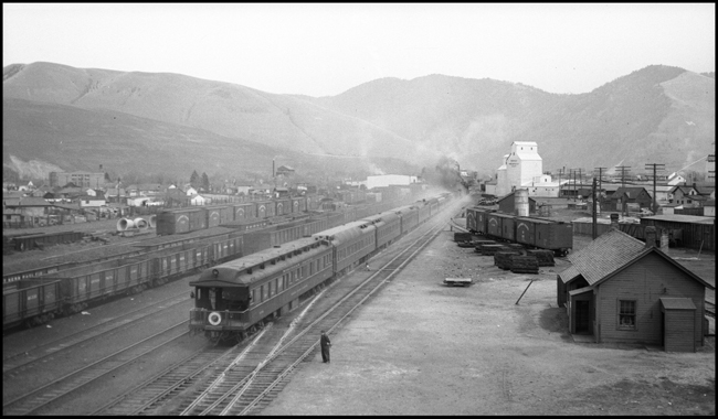 Rear of NP Train No. 2 at Missoula, MT.