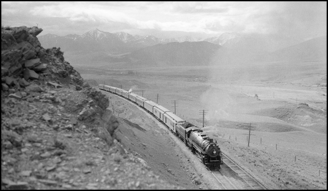 NP train No. 1 pulled by NP 2650, Class A-3,Engr Wolverton near Point of Rocks west of Livingston