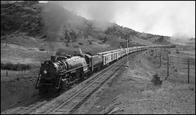 NP Train No. 1, with NP 2651, Class A-3, helped by NP 1757, Class W-3 , west of Livingston