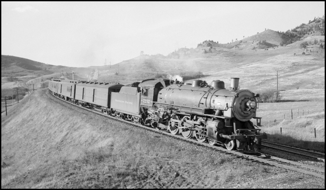 NP Train No. 4, with NP 2232, Class Q-5, near Muir after coming from Bozeman Hill tunnel.