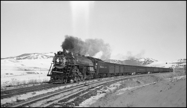 NP  A-2, 4-8-4 No.2651 with second section of train no. 1 , west of West End MT.