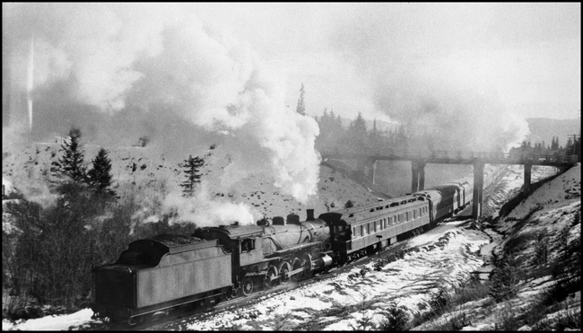 Anyone braving the rear platform of the observation car on the eastbound North Coast Limited this datwe would be getting an earful and an eyeful of the ssounds and sights of an old W class Mikado.  The pusher engine was built by ALCO in June 1905.  It will be scrapped in July, 1951.