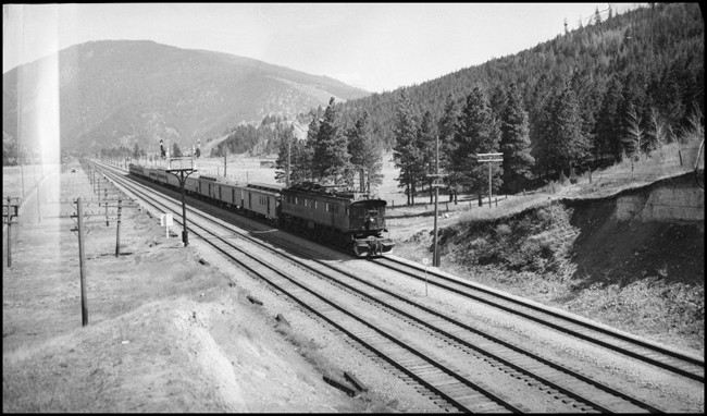 MILW Train 15, with Electric locomotive E-13 between Bonner and Missoula