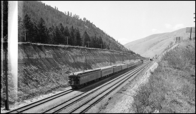 MILW No. 15 with E-13, meeting NP X5121E between Bonner and Missoula