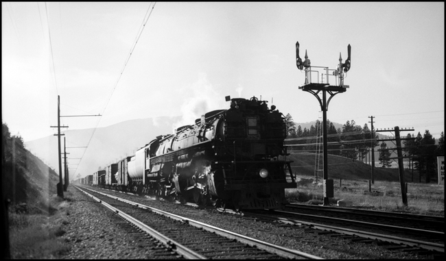 NP Train X5100E with NP 5100, Class Z-6 at signal 1152 between Bonner and Missoula