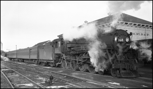 Milwaukee train no 28, engine no 168, the day after Christmas in 1947  Madison, Wisconsin