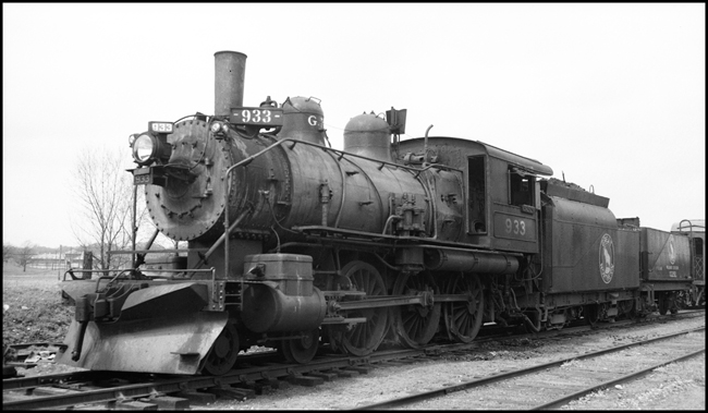 Class E-6 built by Rogers in 1902, here with snow plow pilot and auxiliary tender on a passenger train.