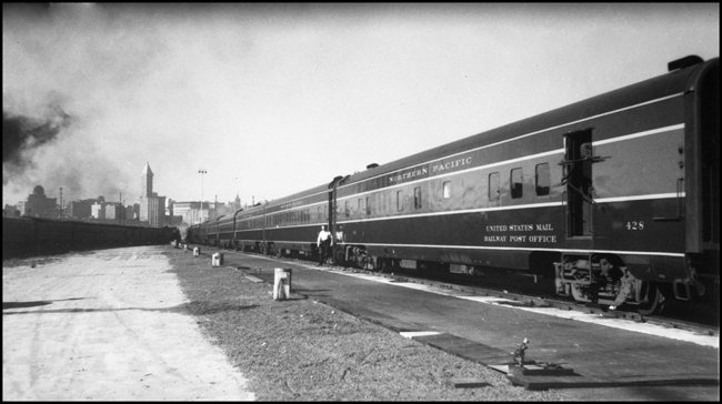 Consist of North Coast Ltd. in coach yard, Seattle, RPO-dorm foreground.