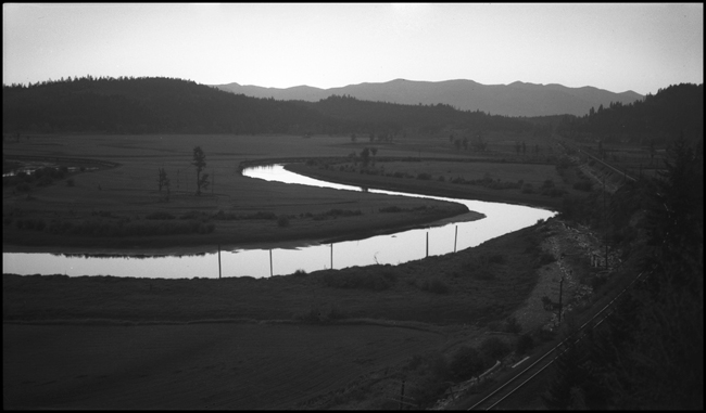 Lake Pend d'Oreille at sundown from near NP mainline, Hope, ID.