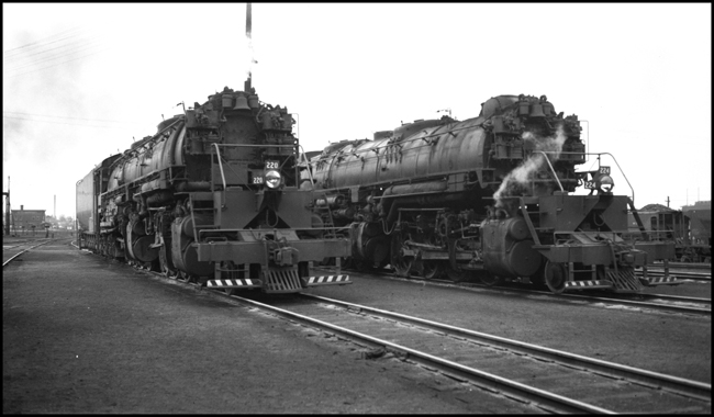 DMIR 2-8-8-4 220 and 224 standing in yard at Two Harbors, MN.