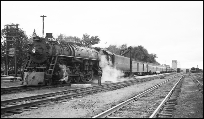 NP PX2676W at Mandan, ND depot, taking water.