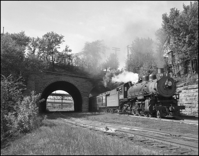 NP 2218, a 4-6-2 Pacific Class Q-4, with train No. 62, The Twin Ports, at St. Paul, Minnesota.