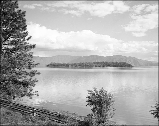 Lake Pend d'Oreille near Hope, Idaho with NP track in the foreground.