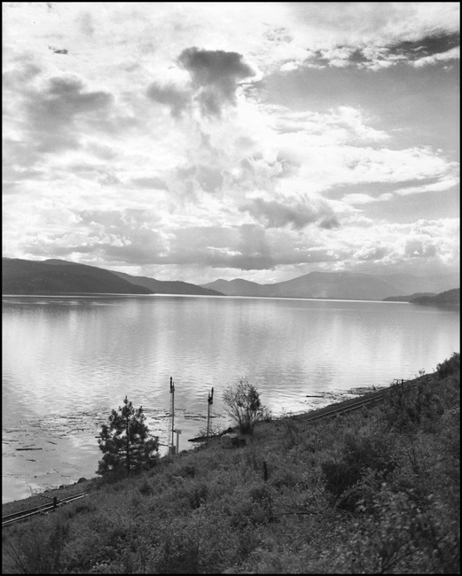 Lake Pend d'Oreille near Hope, Idaho with NP track in the foreground.